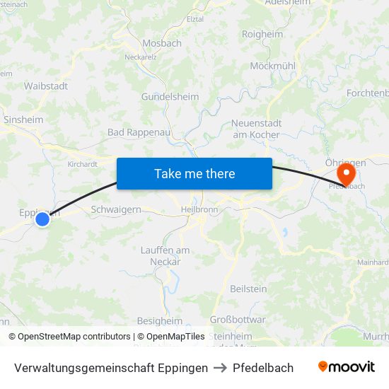 Verwaltungsgemeinschaft Eppingen to Pfedelbach map