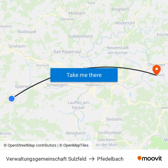 Verwaltungsgemeinschaft Sulzfeld to Pfedelbach map