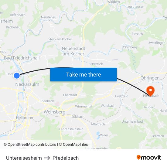 Untereisesheim to Pfedelbach map