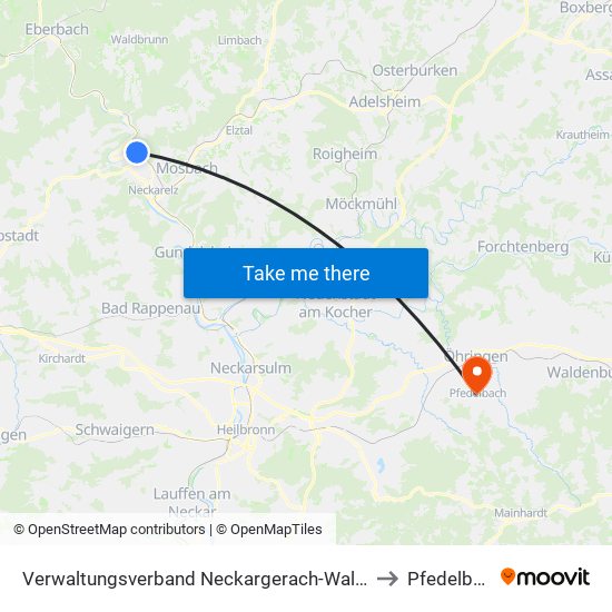 Verwaltungsverband Neckargerach-Waldbrunn to Pfedelbach map