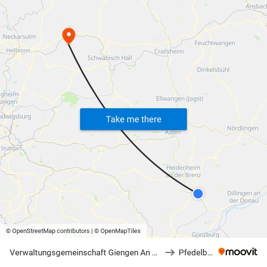 Verwaltungsgemeinschaft Giengen An Der Brenz to Pfedelbach map