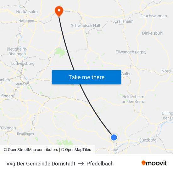 Vvg Der Gemeinde Dornstadt to Pfedelbach map