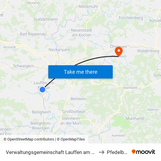 Verwaltungsgemeinschaft Lauffen am Neckar to Pfedelbach map