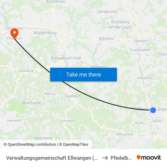 Verwaltungsgemeinschaft Ellwangen (Jagst) to Pfedelbach map