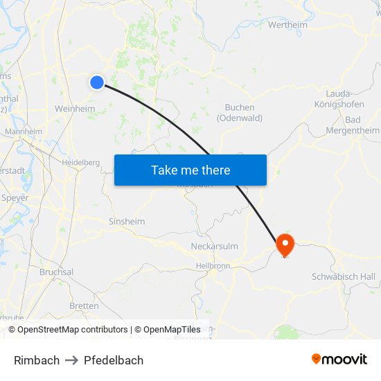 Rimbach to Pfedelbach map