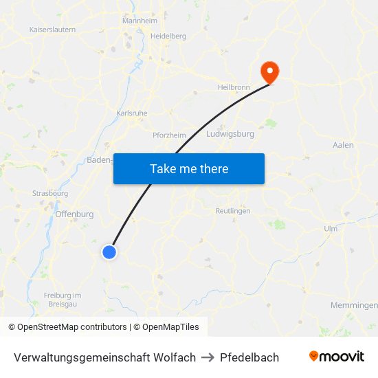 Verwaltungsgemeinschaft Wolfach to Pfedelbach map