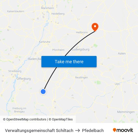 Verwaltungsgemeinschaft Schiltach to Pfedelbach map