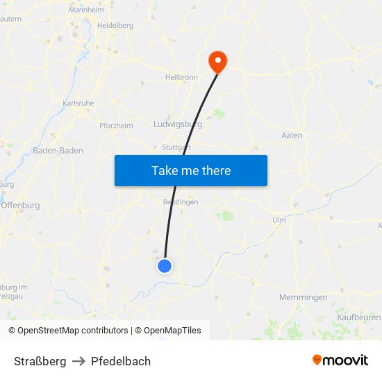 Straßberg to Pfedelbach map