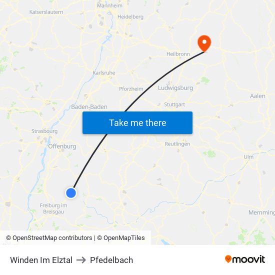 Winden Im Elztal to Pfedelbach map