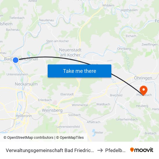Verwaltungsgemeinschaft Bad Friedrichshall to Pfedelbach map