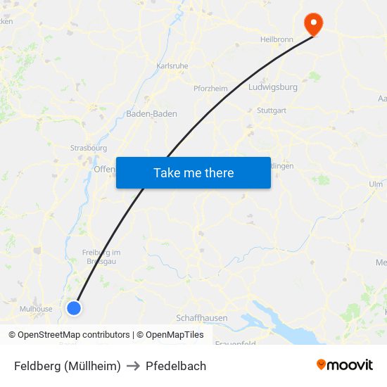 Feldberg (Müllheim) to Pfedelbach map