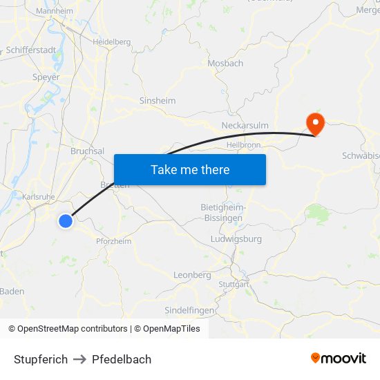 Stupferich to Pfedelbach map