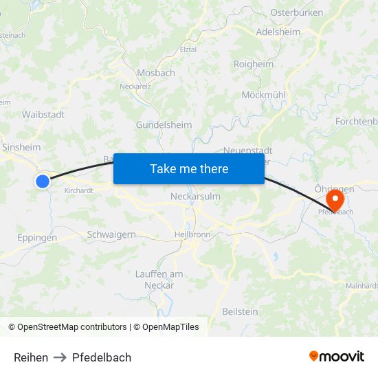 Reihen to Pfedelbach map