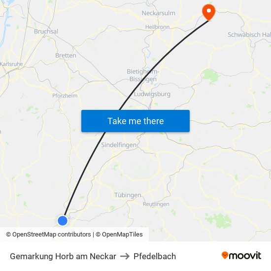 Gemarkung Horb am Neckar to Pfedelbach map