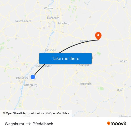 Wagshurst to Pfedelbach map