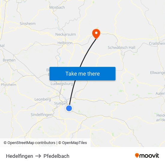 Hedelfingen to Pfedelbach map