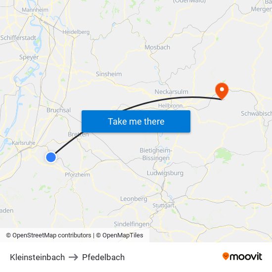 Kleinsteinbach to Pfedelbach map