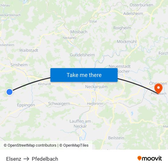 Elsenz to Pfedelbach map