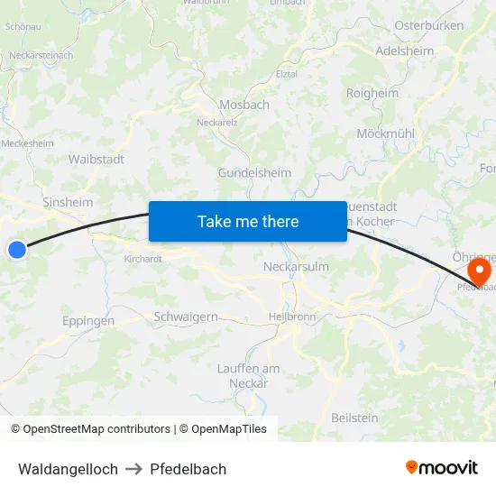 Waldangelloch to Pfedelbach map
