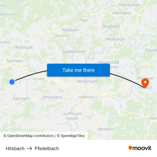 Hilsbach to Pfedelbach map