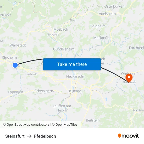 Steinsfurt to Pfedelbach map