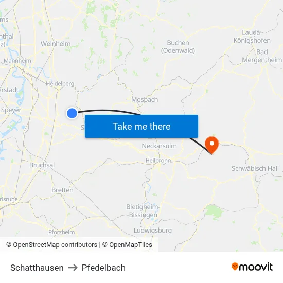 Schatthausen to Pfedelbach map