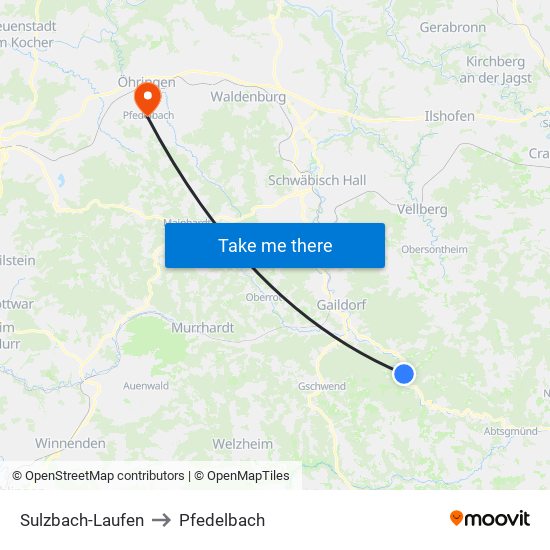 Sulzbach-Laufen to Pfedelbach map