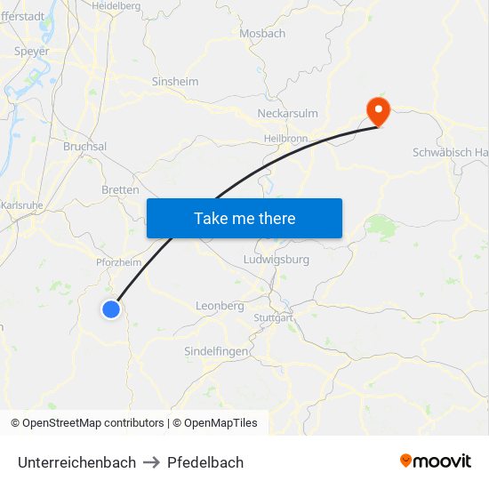 Unterreichenbach to Pfedelbach map