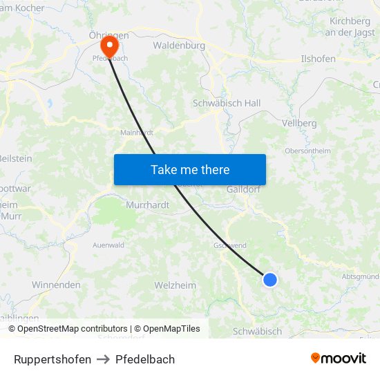 Ruppertshofen to Pfedelbach map