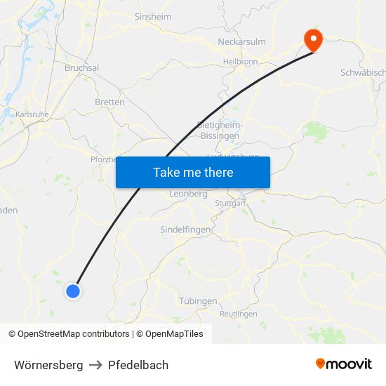 Wörnersberg to Pfedelbach map