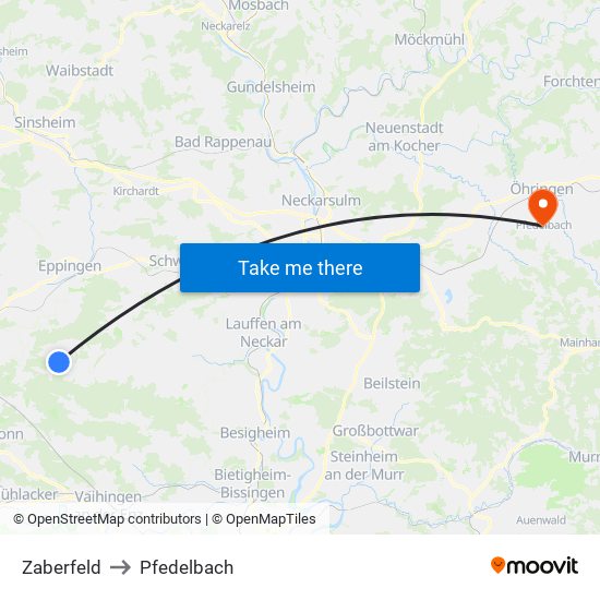 Zaberfeld to Pfedelbach map