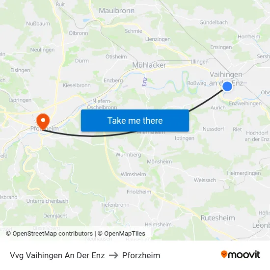 Vvg Vaihingen An Der Enz to Pforzheim map