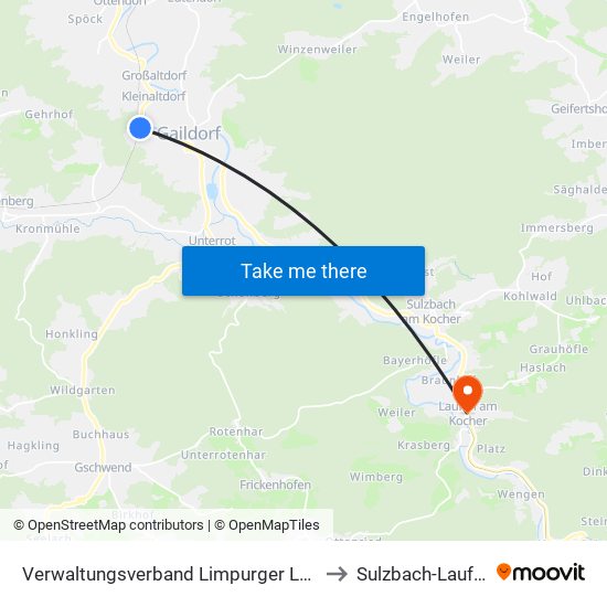 Verwaltungsverband Limpurger Land to Sulzbach-Laufen map