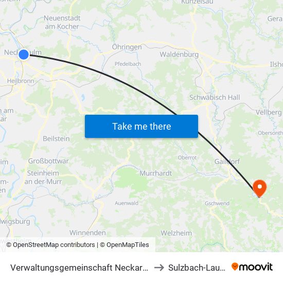 Verwaltungsgemeinschaft Neckarsulm to Sulzbach-Laufen map