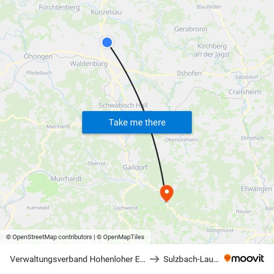 Verwaltungsverband Hohenloher Ebene to Sulzbach-Laufen map