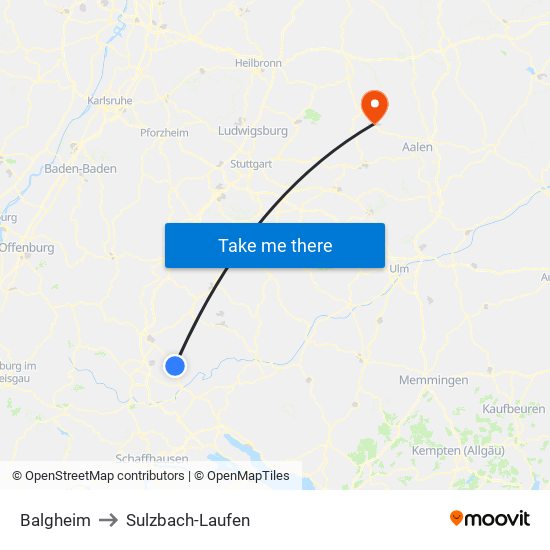 Balgheim to Sulzbach-Laufen map