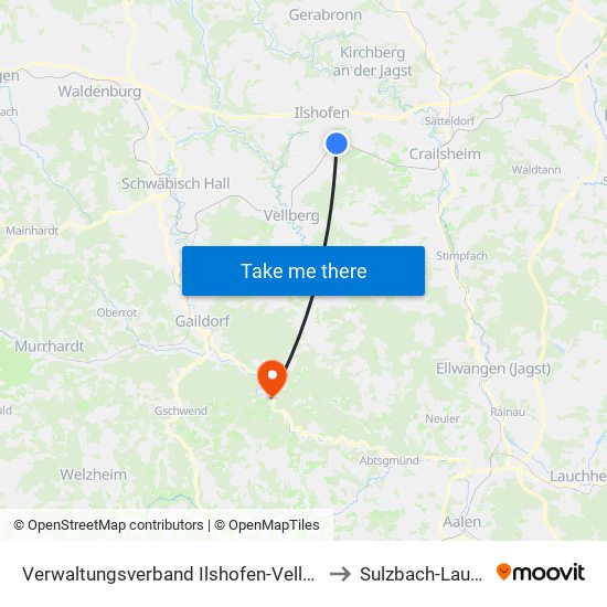 Verwaltungsverband Ilshofen-Vellberg to Sulzbach-Laufen map