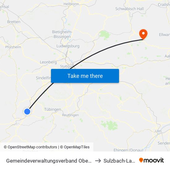 Gemeindeverwaltungsverband Oberes Gäu to Sulzbach-Laufen map