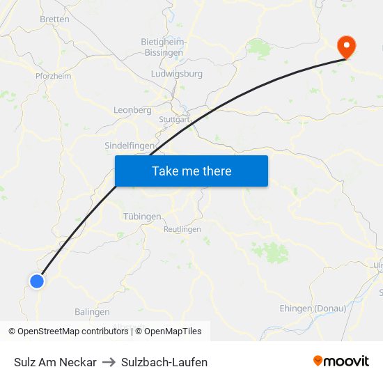 Sulz Am Neckar to Sulzbach-Laufen map