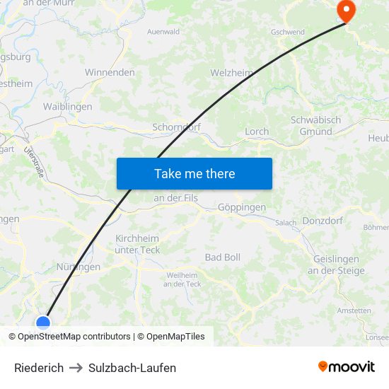 Riederich to Sulzbach-Laufen map