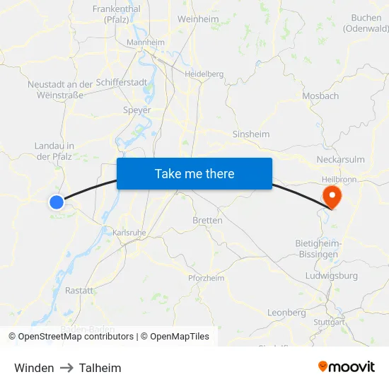 Winden to Talheim map