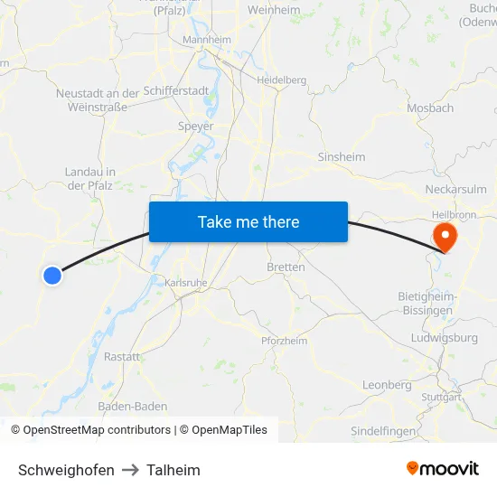Schweighofen to Talheim map
