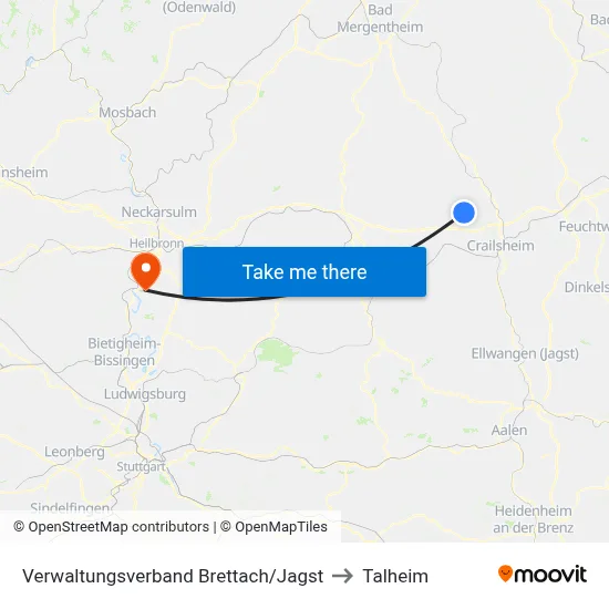 Verwaltungsverband Brettach/Jagst to Talheim map