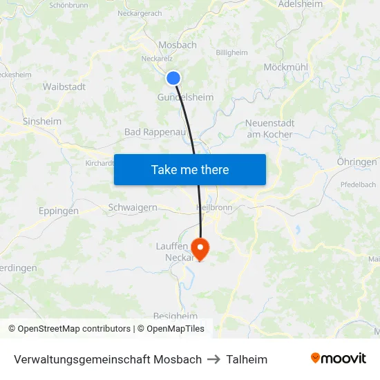 Verwaltungsgemeinschaft Mosbach to Talheim map