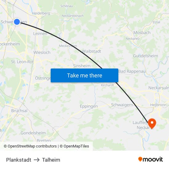 Plankstadt to Talheim map