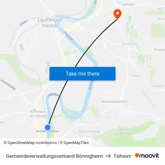 Gemeindeverwaltungsverband Bönnigheim to Talheim map