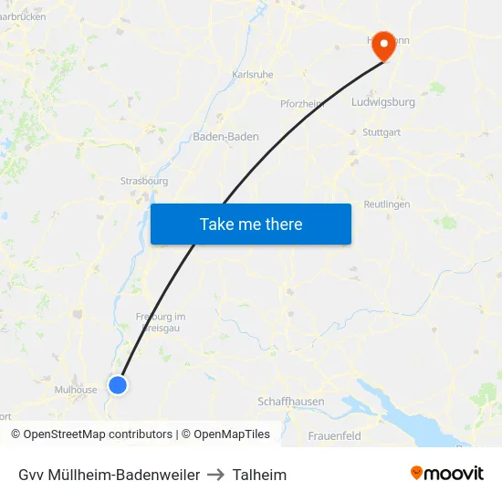 Gvv Müllheim-Badenweiler to Talheim map