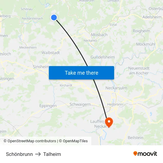 Schönbrunn to Talheim map