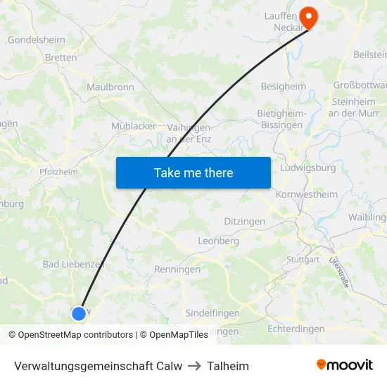 Verwaltungsgemeinschaft Calw to Talheim map