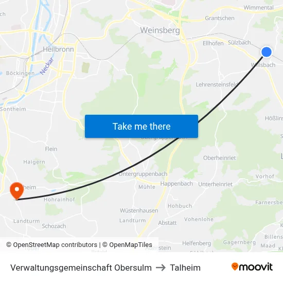 Verwaltungsgemeinschaft Obersulm to Talheim map
